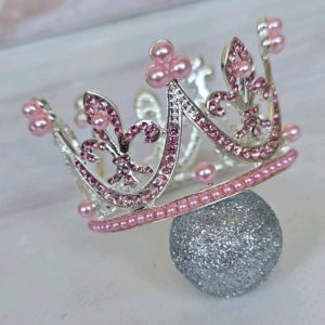 Корона 5 см срібна з рожевим