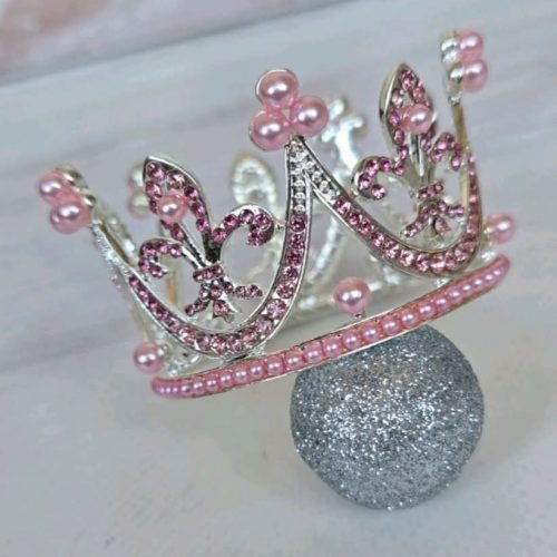 Корона 5 см срібна з рожевим