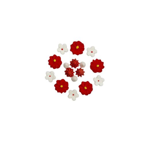 Набір кондитерських цукрових прикрас “Ніжність барв” червоний 16шт